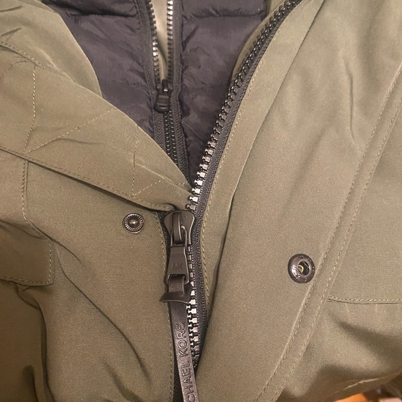Michael Kors Olive Green Parka with Black Quilted Inner Layer - Picture 10 of 13